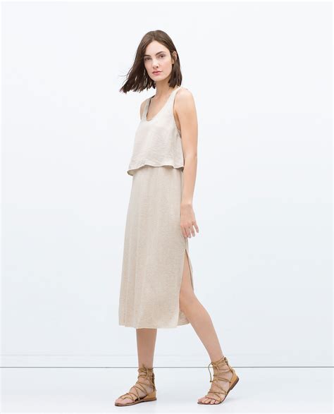 beige dress zara